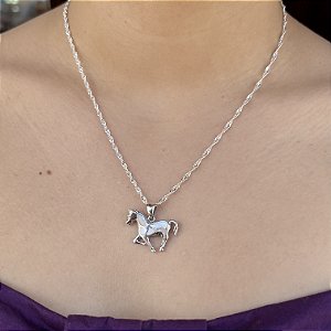 Gargantilha Cavalo Madrepérola (Pedra Natural) Prata 925 - CPR650