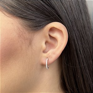 Argola Cravejada com Tarraxa Prata 925 - BPR689