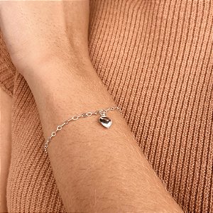Pulseira com Coração Liso Prata 925 - PPR474