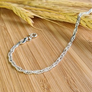Pulseira 3 Fios Diamantada Prata 925 - PPR475