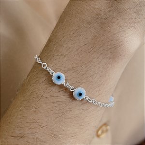 Pulseira com Olho Grego Prata 925 - 18cm - PPR481