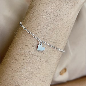 Pulseira com Coração Prata 925 - 18cm - PPR488