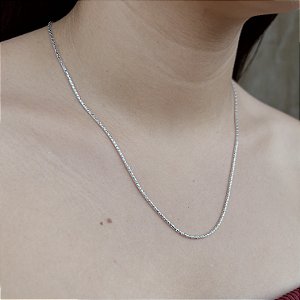 Gargantilha Pipoca Diamantada Prata 925 - 50cm - CPR664