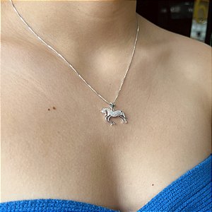 Gargantilha Cavalo Cravejado com Zircônias Prata 925 - CPR678