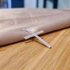 Pingente Crucifixo Cravejado Prata 925 - 35mm - PIPR387