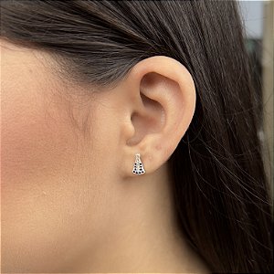 Brinco Nossa Senhora Aparecida com Zircônias Prata 925 - 10mm - BPR702