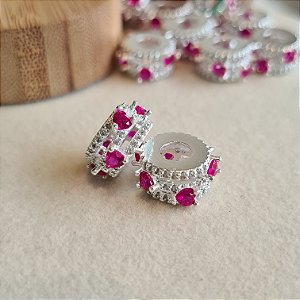 Berloque Separador com Corações Rosa Prata 925 - PD1406C