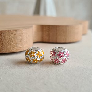 Berloque Separador Flor Resinada Prata 925 - PD085