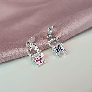 Pingente Menino e Menina Cravejados Prata 925 - PIPR393