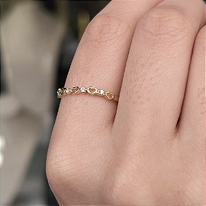 Anel Corações com Zircônias Semijoias 18k - MA100