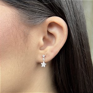 Brincos Infantis Pendurado Estrelinha Prata 925 - BPR726