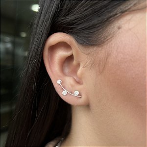 Brincos Ear Cuff com Zircônias Prata 925 - BPR744