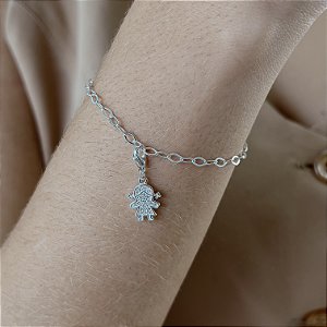 Pulseira com Pingente Menina Prata 925 - PPR494