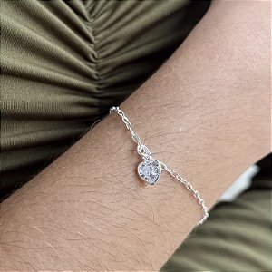 Pulseira com Coração Prata 925 - PPR496