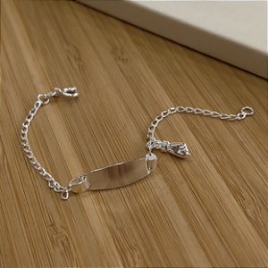 Pulseira Infantil Plaquinha com Figa Prata 925 - PPR466