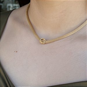 Chocker com Bolinha Trabalhada Semijoia18k - MC526