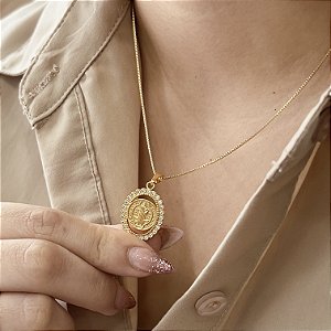 Gargantilha São Bento Com Zircônias Semijoias 18k - MC751