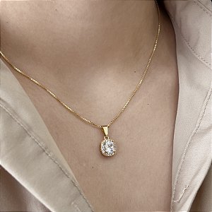 Gargantilha  com Ponto de Luz Cravejado Semijoias 18k - MC744