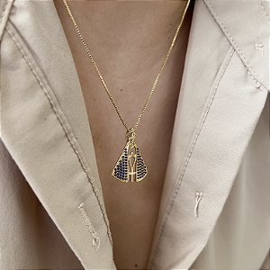 Gargantilha N.Sra Aparecida Cravejada Semijoias 18k - MC747