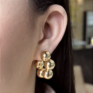 Brincos Argolas com Bolas Semijoias 18k - MB672