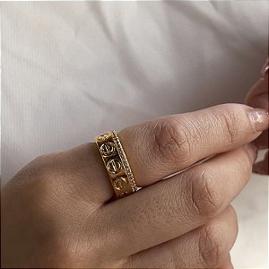 Anel Cravejado com Zircônias Semijoias 18k - MA134