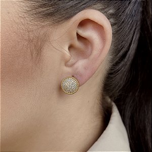 Brincos Cravejados com Zircônias Semijoias 18k - MB881