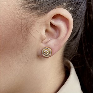 Brincos Cravejados com Zircônias Semijoias 18k - MB880