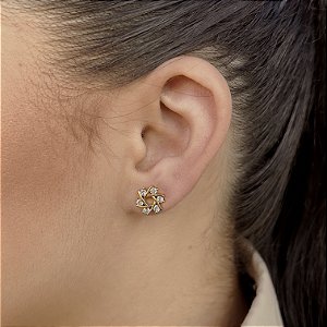 Brincos Cravejados com Zircônias Semijoias 18k - MB888