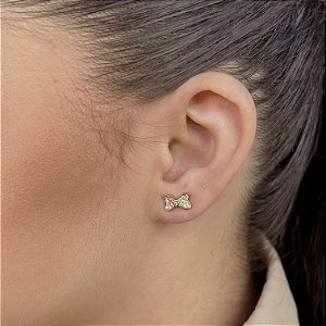 Brincos Laço Cravejados Semijoias 18k - MB889