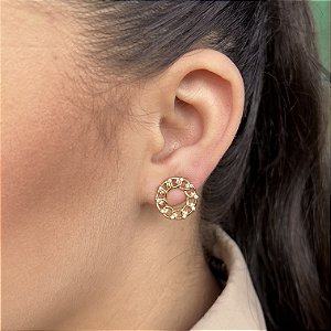 Brincos Elos com Zircônias Semijoias 18k - MB885