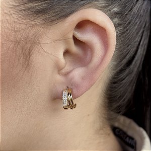 Brincos Argolas Cravejados com Zircônias Semijoias 18k - MB921