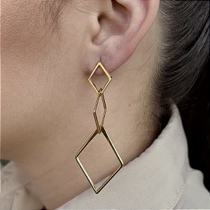Brincos com Losangos Semijoias 18k - MB842
