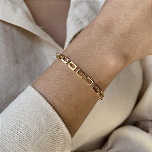 Pulseira Elos Quadrados Semijoias 18k - MP556