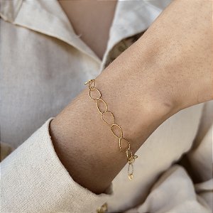 Pulseira com Elos Diamantados Semijoias 18k - MP521