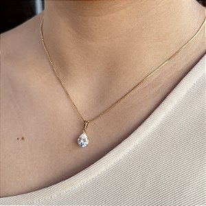 Gargantilha Gota Pedra Zircônia Semijoias 18k - MC773