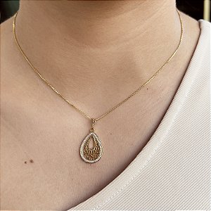 Gargantilha Pingente Cravejado com Zircônias Semijoias 18k - MC60