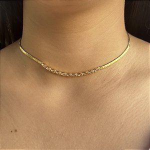Choker Fio 3mm com Pedras Semijoias 18k - MC617