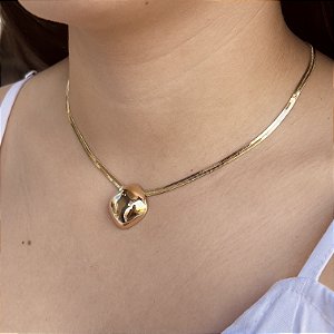 Choker Fio 3mm Laminado com Pingente Semijoias 18k - MC642