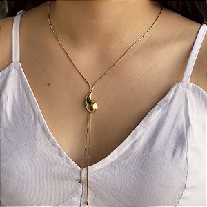 Gargantilha Gravatinha com Gota Semijoias 18k - MC643