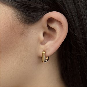 Argola Quadrada Frisos Semijoia18k - MB944