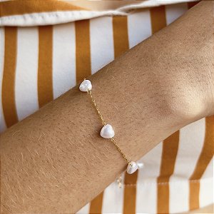 Pulseira Coração Perolado Semijoia18k - MP508