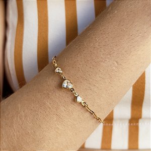 Pulseira Elos Cartier com Corações Semijoia18k - MP569