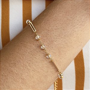 Pulseira Elos com Cristais Semijoia18k - MP513