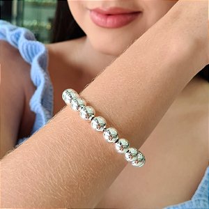 Pulseira com Bolas Lisas 10mm Prata 925 - PPR511