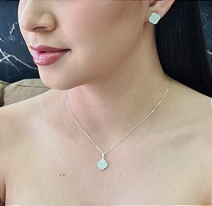 Conjunto Trevo Cravejado com Zircônias Prata 925 - CJPR101