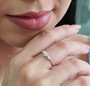 Anel Trevo Minimalista com 2 Zircônias Prata 925 - APR226