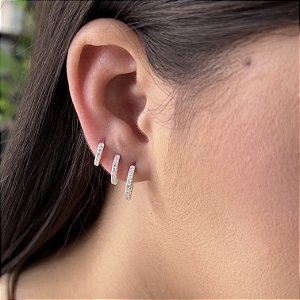 Trio de Argolas Cravejadas com Zircônias Prata 925 - 11/13/15mm BPR761
