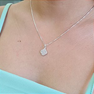 Gargantilha Trevo Cravejado com Zircônias Prata 925 - CPR725