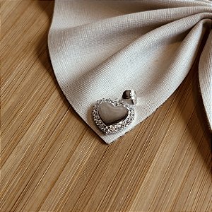 Pingente Coração Liso com Zircônias Prata 925 - PIPR414