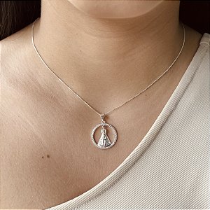 Gargantilha Nossa Senhora Aparecida Cravejada Prata 925 - CPR736